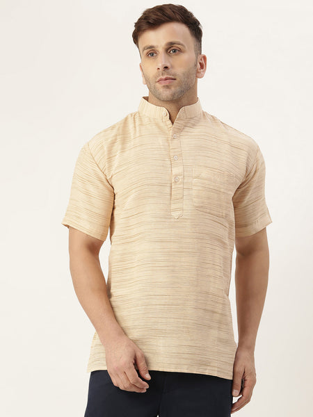 RIAG Men's Beige Cotton Long Ethnic Kurta