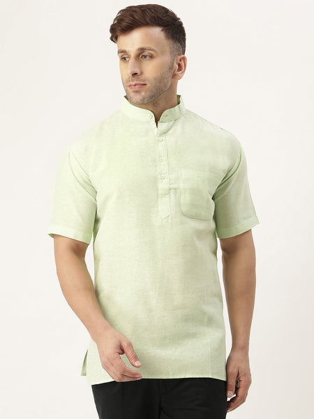 RIAG Men's Green Cotton Short Ethnic Kurta