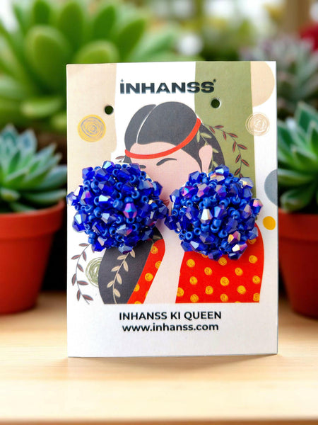 Inhanns Small Statement Studs Earrings - Blue