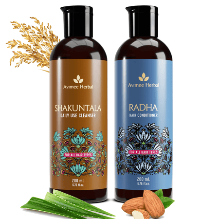 Avimee Herbal Shakuntala Hair Cleanser and Radha Hair Conditioner Combo For Silky, Shiny & Strong Hair
