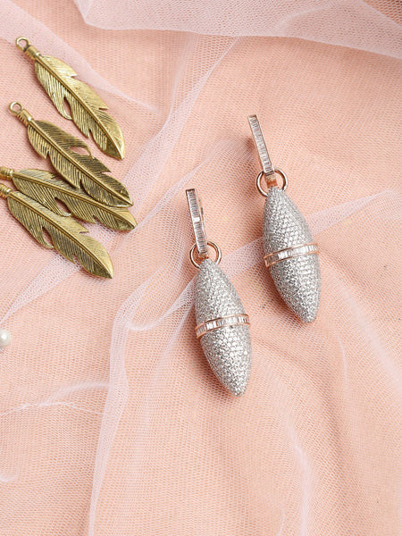 Rose Gold-Polished Silver-Toned Contemporary Drop Earrings - Ruby Raang