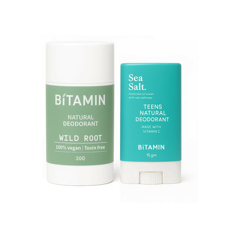 Bitamin Natural Deodorant Sea Salt Teens, Wild Root Roll On Dad & Son Pack