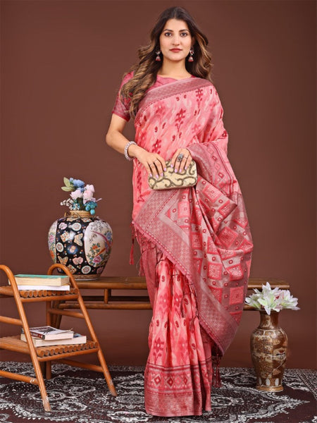 Anaita Red Banarasi Silk Saree With Blouse