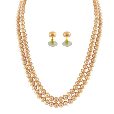 J Pearls 2 String Peach Pearl Set - Real Pearl Jewelry