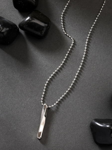 NVR Men's Silver-Plated Stainless Steel Pendant with Chain