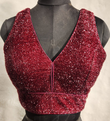 Kia Fashions Maroon Terry Shine Fabric Readymade Blouse