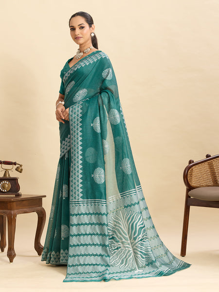 Vedant Vastram Art Silk Fancy Jacquard Saree - Green