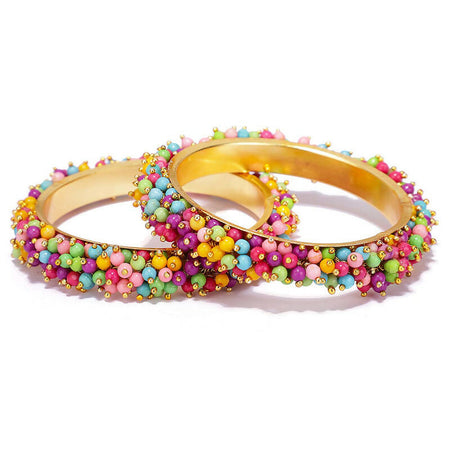 Mominos Fashion Joharkamal Gold-Polished Multi Beads Work Bangles