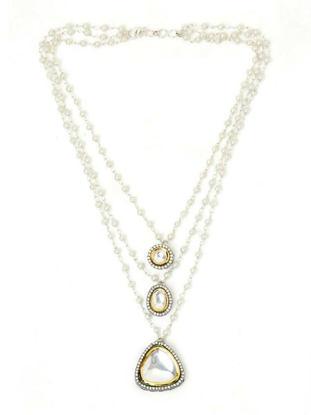 Beaded Layered Kundan Necklaces - Ruby Raang