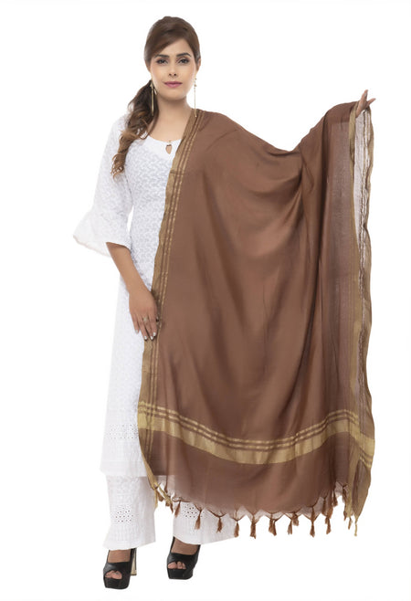 Mominos Fashion Moeza Slub Cotton Brown Dupatta