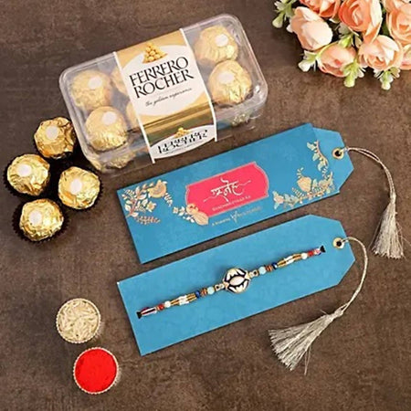 Meenakari Charm Rakhi & Ferrero Rocher Box