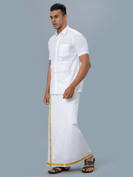 Ramraj Cotton Mens Half Sleeve Formal 100 % Cotton White Shirt