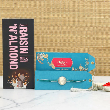Black Panther Rakhi & Amul Raisin N Almond Chocolate