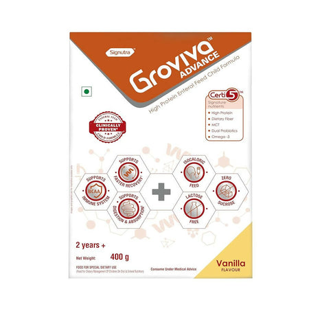Groviva Advance High Protein Enteral Feed Child Formula Powder - Vanilla Flavor