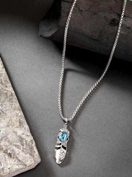 NVR Men's Silver-Plated Stainless Steel Pendant with Chain