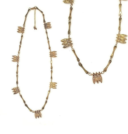 Bling Accessories Antique Brass Finish Metal Necklace