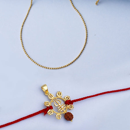 trueBrowns X Voylla Rudraksha Studded Trishul Rakhi-Pendant
