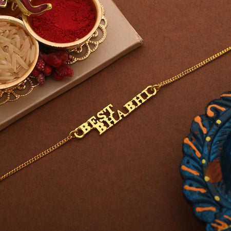 trueBrowns Gold Tone Best Bhabhi Bracelet Rakhi
