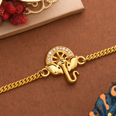 trueBrowns Gold Tone Ganesha Bracelet Style Rakhi