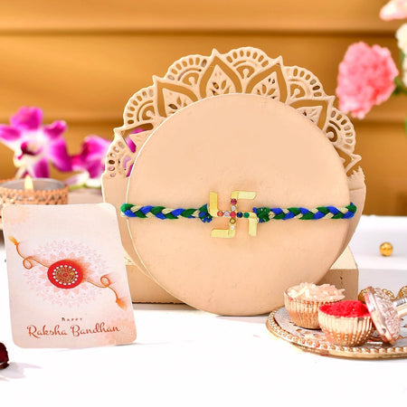 trueBrowns X Voylla Gold Navratan Swastik Rakhi For Brother