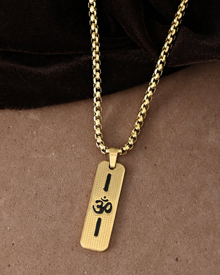 VOJ Men's Gold-Polished Chain With Pandent