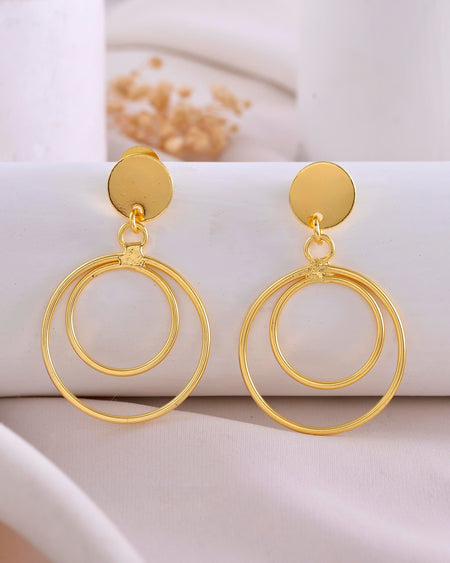 VOJ Gold-Polished Anti Tarnish Circle Stud Earrings