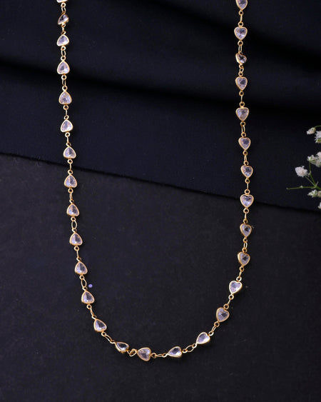 VOJ Women Gold-Polished Heart Shaped Stone Studded Chain