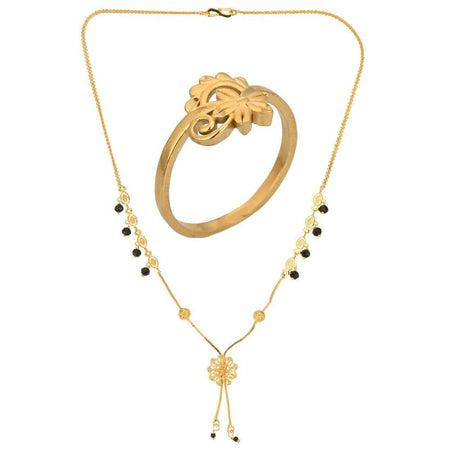 AanyaCentric Gold-Polished Mangalsutra & Ring Set