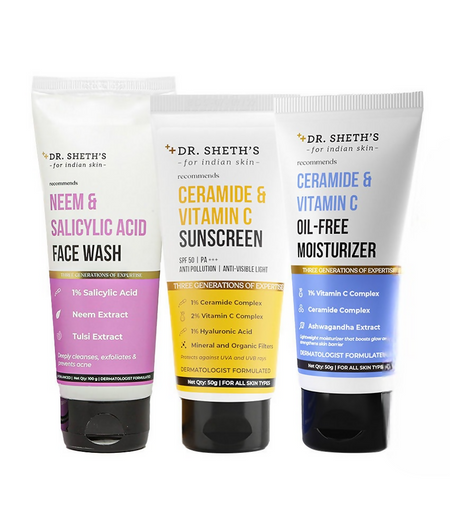 Dr. Sheth's CMS (Cleanser, Moisturizer, Sunscreen) Bestseller Combo