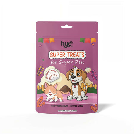 Hye Pets Super Treats For Super Pets ā Freeze Dried Treats Made With Camel Milk, Beetroot & Banana