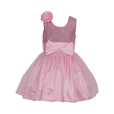 Asmaani Baby Girl's Pink Color Satin Knee Length Frock (AS-DRESS-22030)