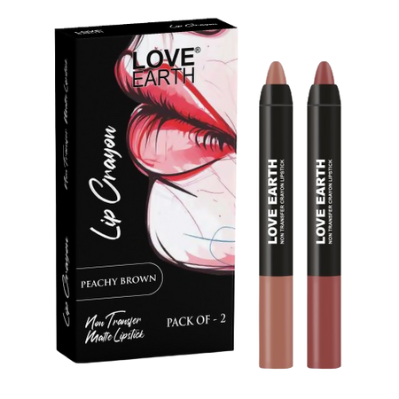 Love Earth Lip Crayon Non-Transfer Lipstick - Peachy Brown