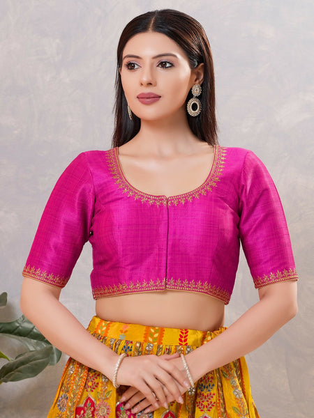 Joban Fashion Women Silk Purple Stitched Blouse