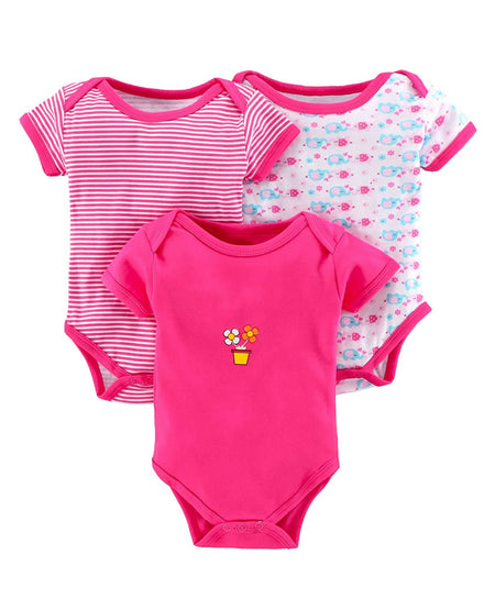 EIO New Born Baby Rompers Body Suits Jump Suit For Boys And Girls - Dark Pink