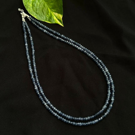 Joban Fashion Women Blue 2 Layer Agate Necklace, Silver Finish