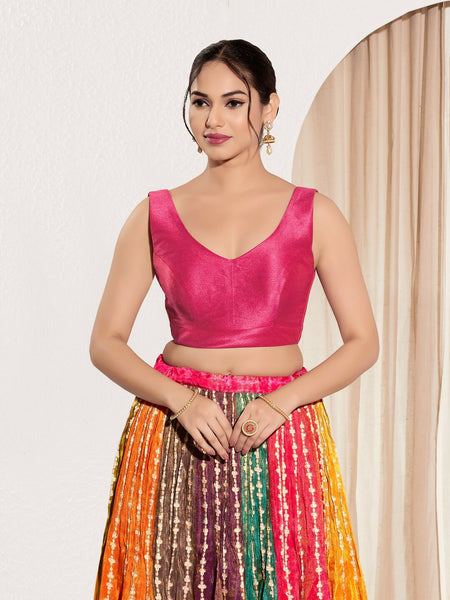 Joban Fashion Pink Mulberry Silk Padded Blouse With Round Neck Sleeveless