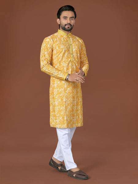 Anaita Yellow Lucknowi Silk Straight Kurta