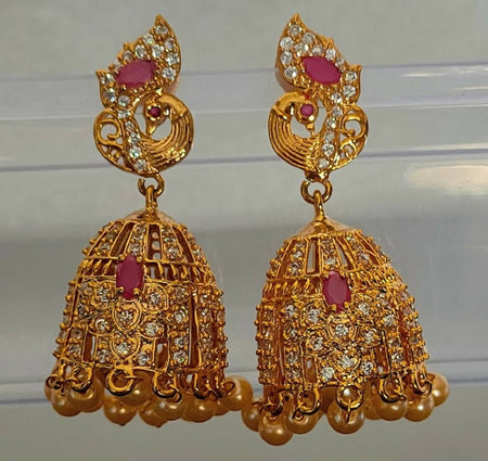 AD Ruby Peacock Jhumkas
