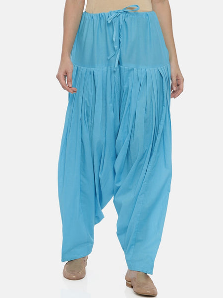 Souchii Blue Solid Regular-Fit High-Rise Patiala