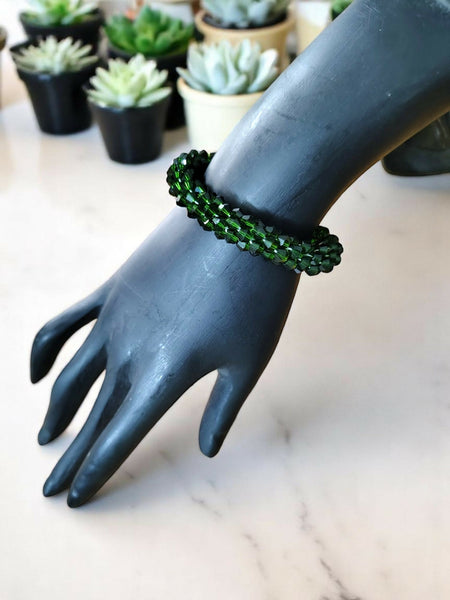 Inhanns Unisex Crystal Bloom – Adjustable Crystal Bead Bracelets - Green