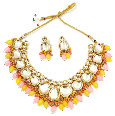 Joban Fashion Hand Made High Quality Gold Plated Base Metal Alloy Kundan Stone Studded Kundan Jewellery Set