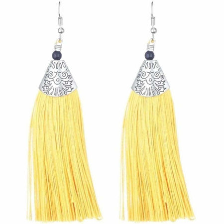 MS Fashion India Yellow Fringe Earrings
