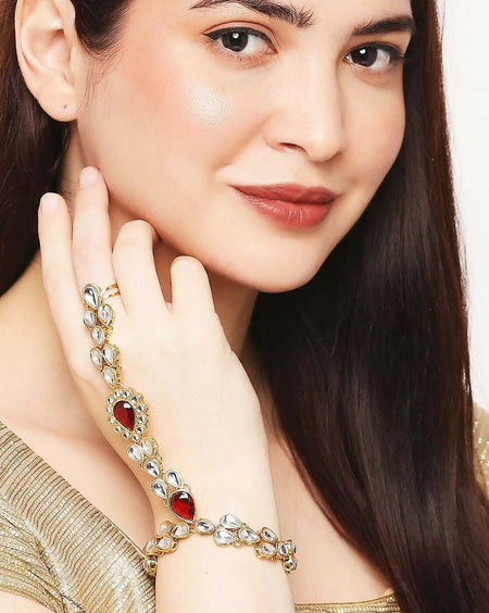 Joban Fashion Gold Polished Kundan Bracelet
