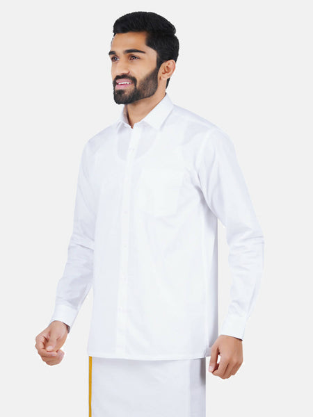 Ramraj Cotton Mens Full Sleeve Formal 100 % Cotton White Shirt