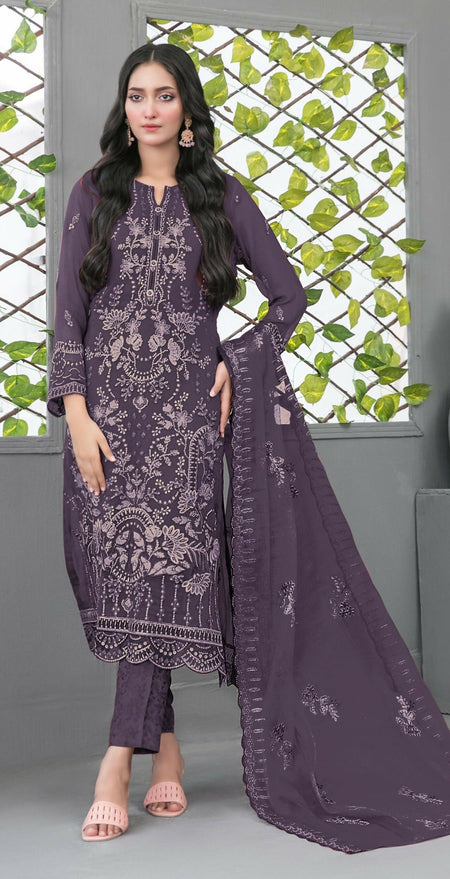 Anaita D Lavender Faux Georgette Semi Stitched Suit with Embroidery Sequence Work