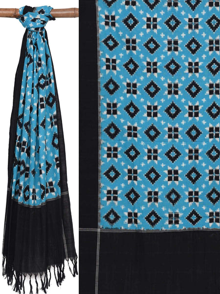 Blue Pochampally Ikat Telia Cotton Handloom Dupatta - Global Threads