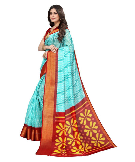 Vamika Cotton Sky Blue Jari Border Bollywood Style Saree (DINO SKY BLUE)