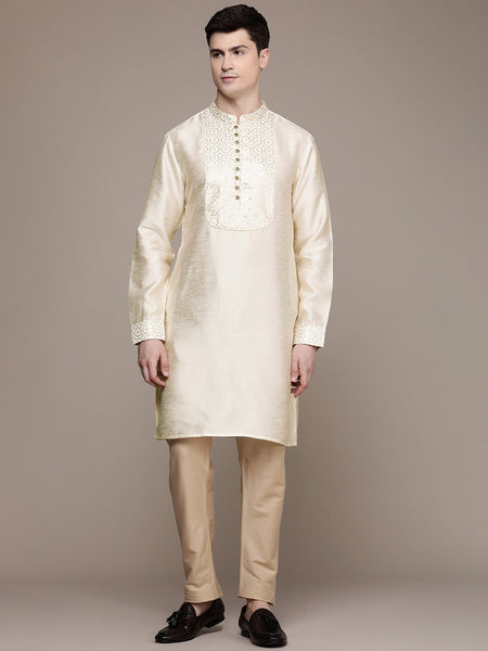 House of Pataudi Ethnic Motifs Yoke Design Sequinned Jashn Kurta