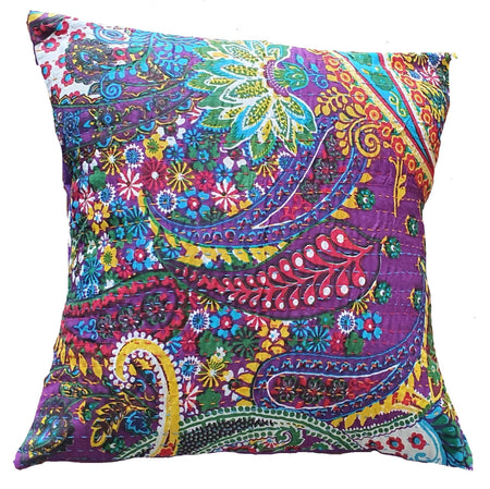 The Decor Nook Purple Base With Multicolour Flowers Print Cushion Cover