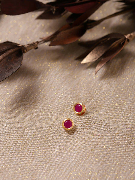 Maroon Circular Studs Earrings - Ruby Raang